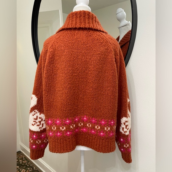 Maeve X Anthropologie zip sweater with adorable swans! Size medium petite - Picture 6 of 9